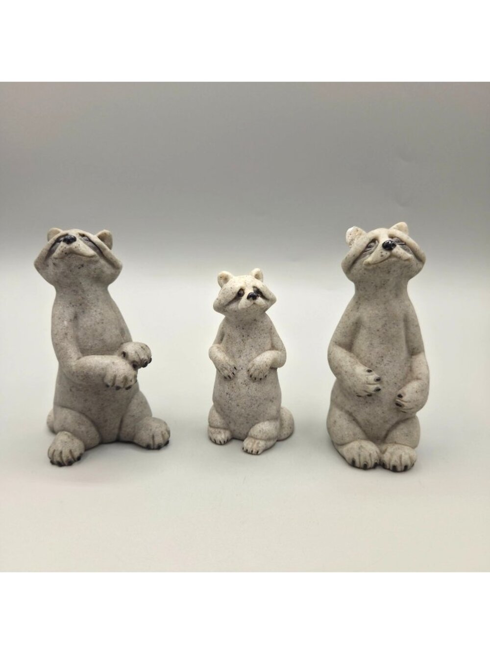 Quarry Critters Raccoon Figurines Ralphie Roger Set of 3